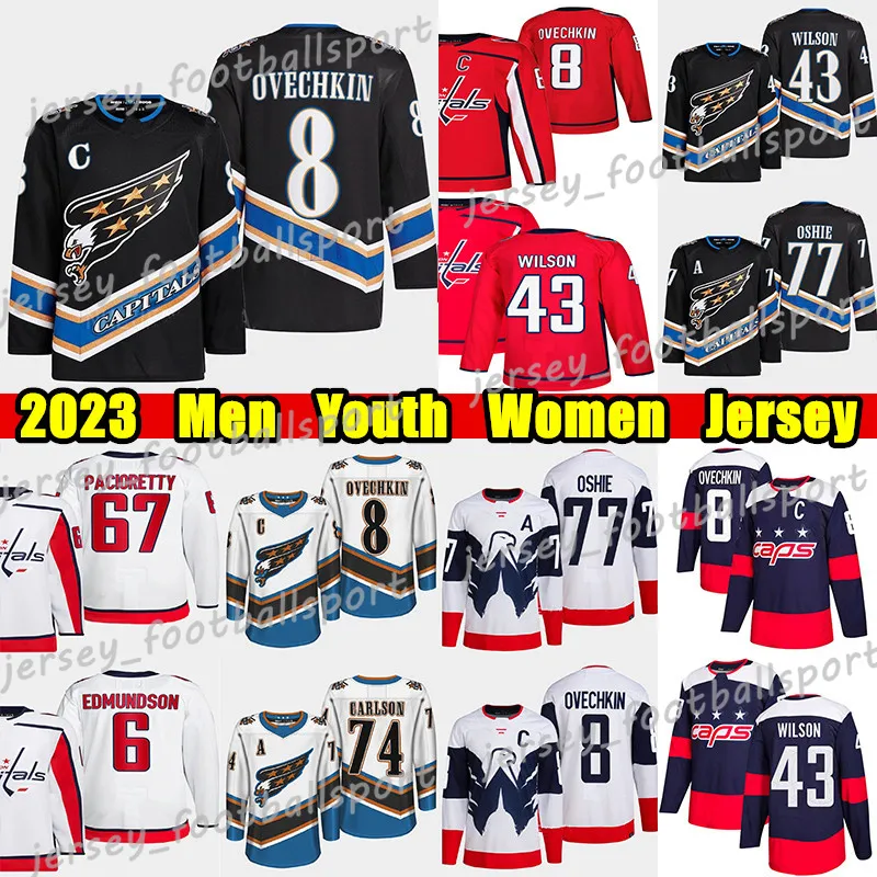 #8 Alexander Ovechkin Reverse Retro Hockey Jersey #43 Tom Wilson T.J. Oshie Nicklas Backstrom John Carlson Joel Edmundson Max Pacioretty Charlie Lindgren Jerseys