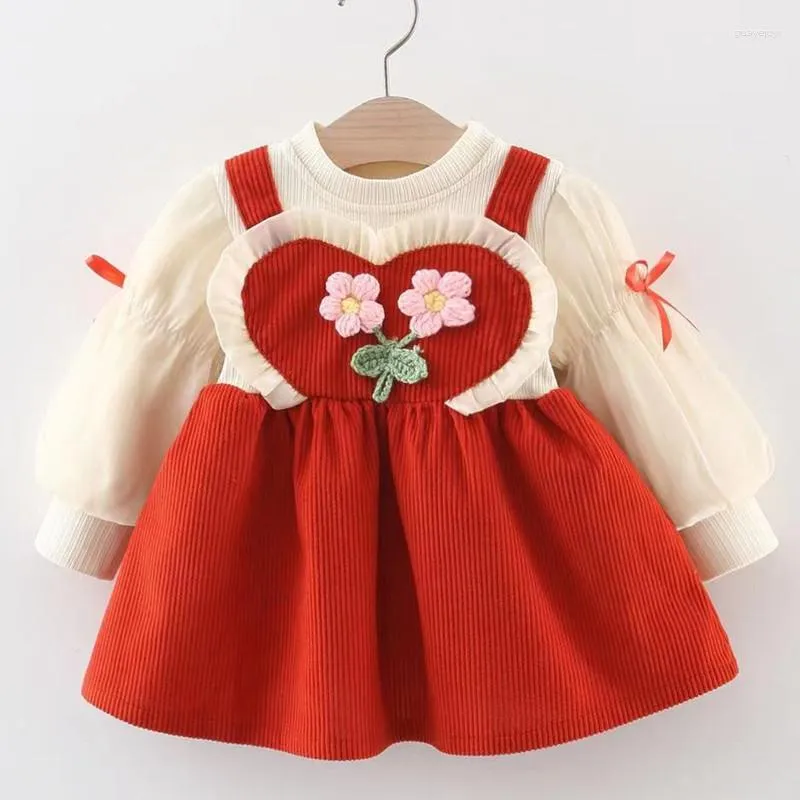 Платья для девочек, осень 2023, одежда для новорожденных, платье принцессы с цветочным узором для маленьких девочек, одежда на первый день рождения, Vestidos