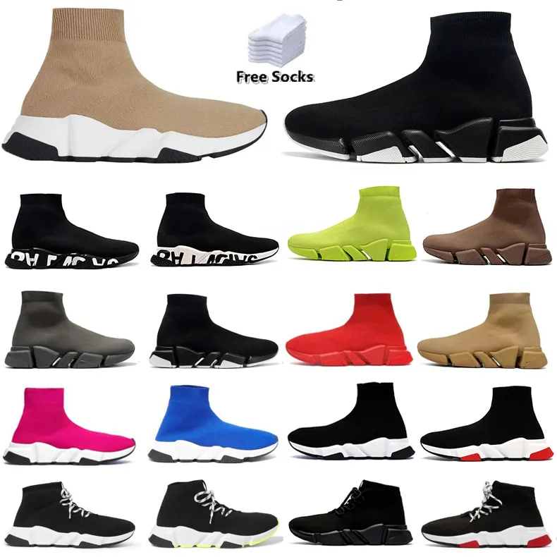 2024 Buty skarpet mężczyźni kobiety przyczynowe bieganie but Trener Graffiti Triple czarny biały lurex dzianin metalowy szary Oreo Neon Slip-on Treners Sports Sneakers 36-45