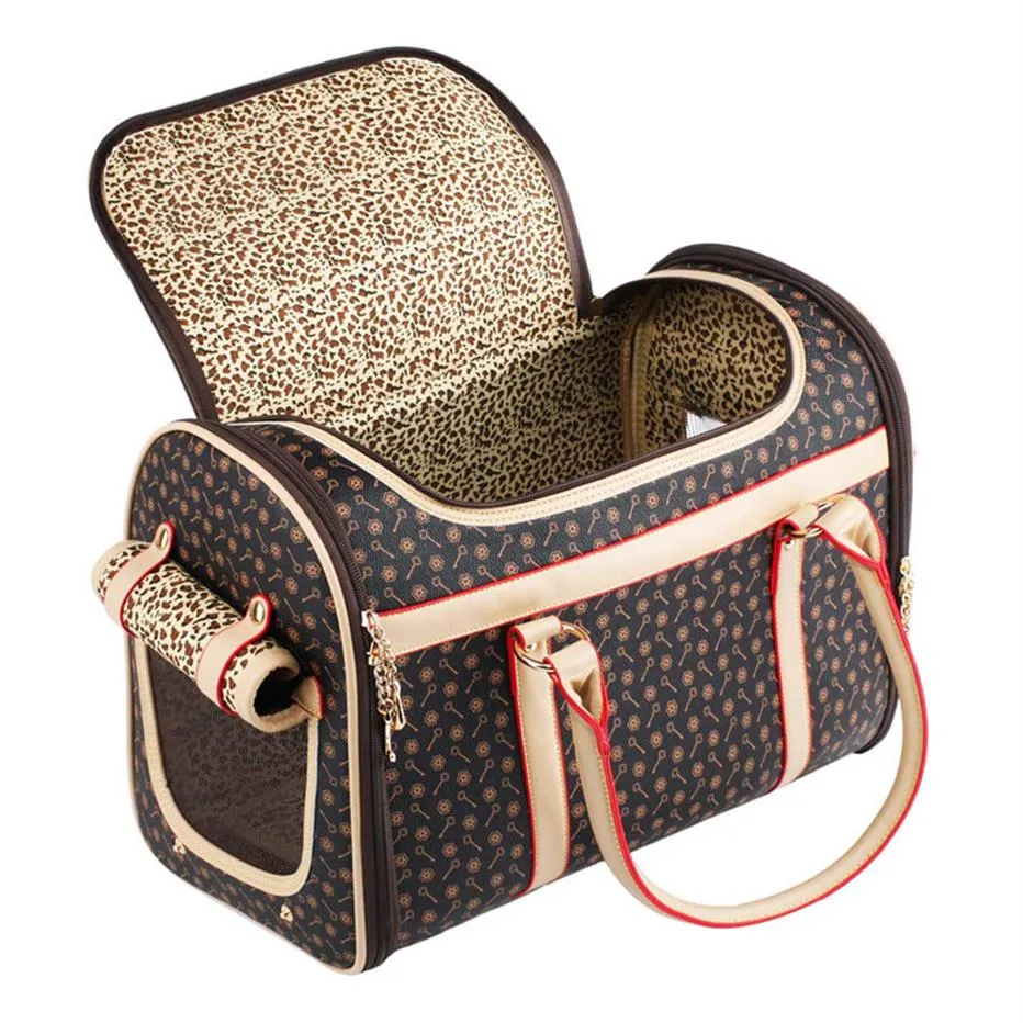 Luxury Pet Carrier Puppy Small Dog Wallet Cat Valise Sling Bag Waterproof Premium PU Leather Carrying Handbag for Outdoor Travel W205j