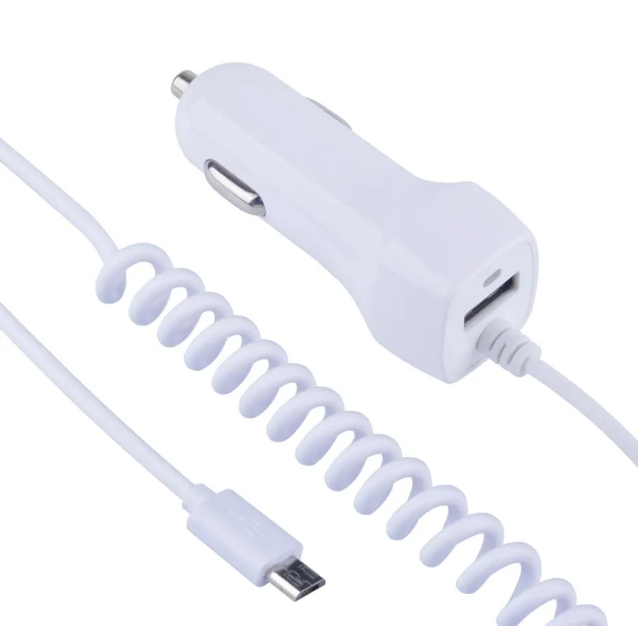 Adaptateur de chargeur de voiture de type C 5V, 2,1 a, avec câble enroulé de 3 pieds, pour smartphone, iphone 15 pro max