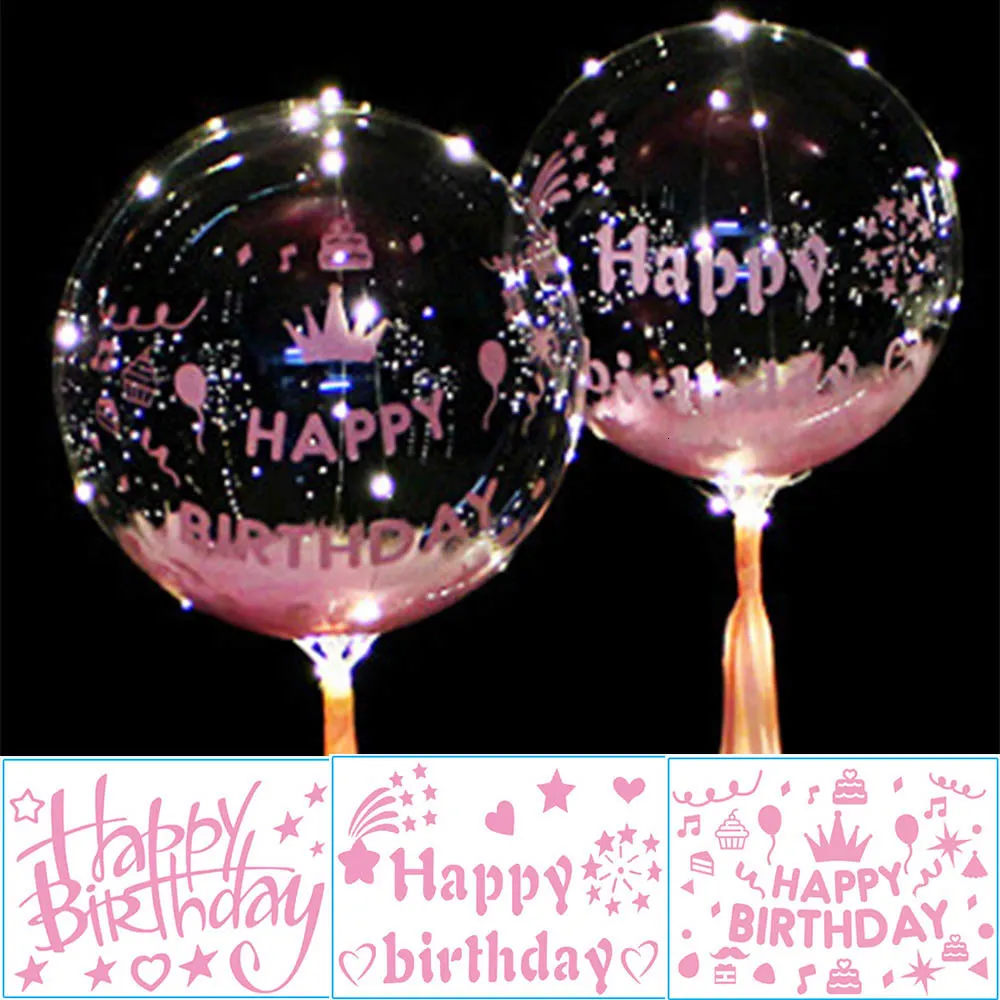 Decorazione per feste Adesivo per palloncini di buon compleanno Adesivi Bobo Decalcomanie con lettere in PVC Decorazioni per matrimoni 230920