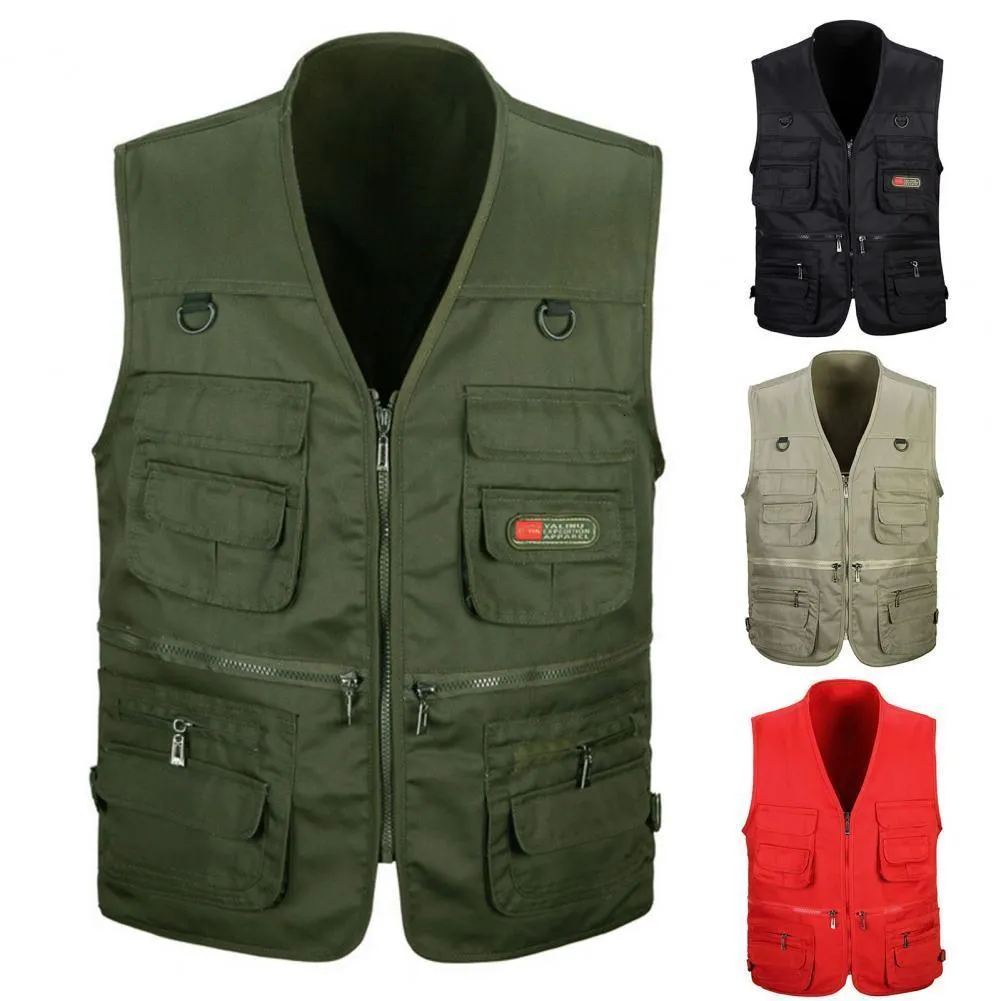 Gilets pour hommes Mâle Casual Summer Gilet de travail sans manches Hommes Classique Multi Pocket Pograph Gilet Tactique Veste globale 230919