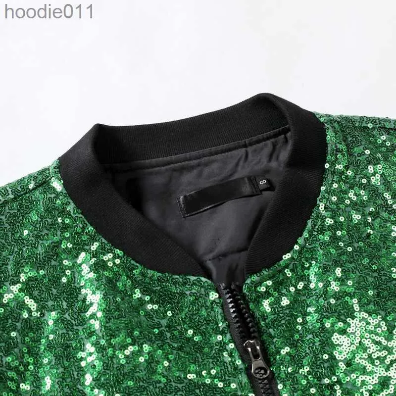 Women s Down Parkas Mens Shiny Green Sequin Sparkle Baseball Jackets Zip Up 70 s Disco Party Jackets Coats Men Stage Prom Costume Jaquetas Masculina