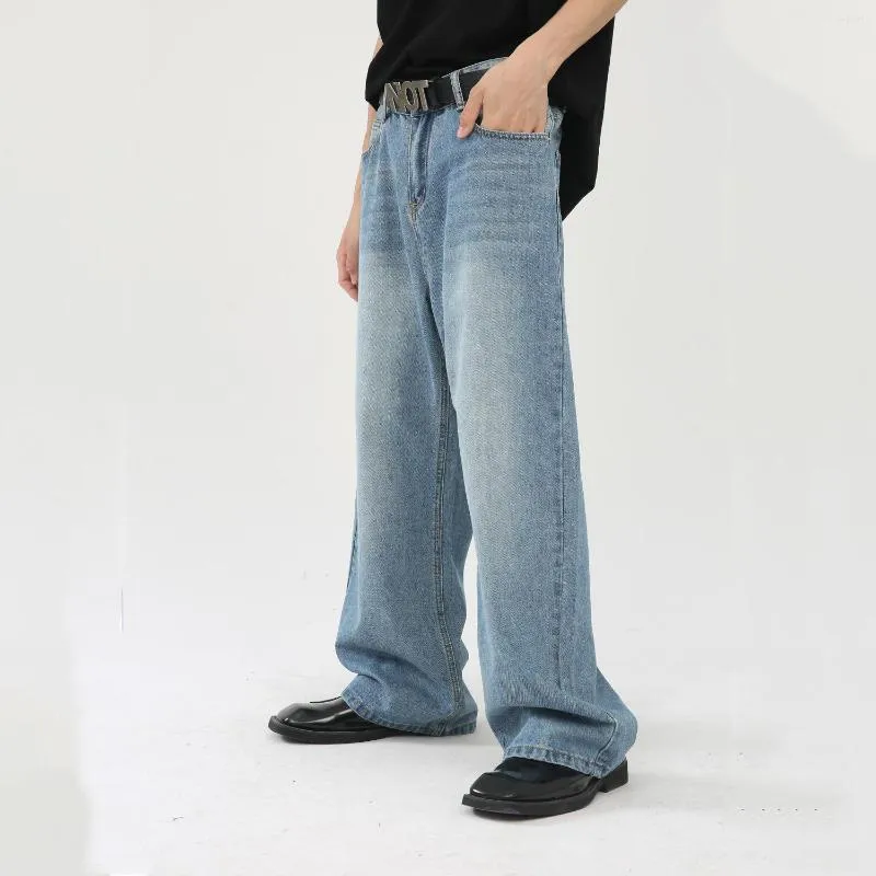 Männer Jeans Harajuku Männer Hip Hop Baggy Casual Volle Länge Denim Hosen Männliche Streetwear Gerade Breite Bein Hosen