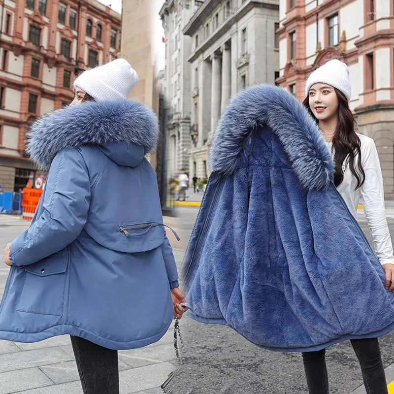 Mulheres para baixo algodão engrossar quente jaqueta de inverno outerwear casual tamanhos grandes roupas soltas pele com capuz parkas casacos mujer