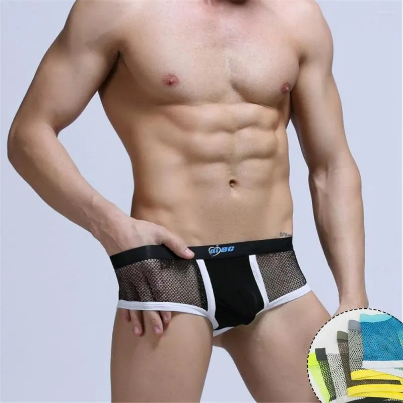 Cuecas YUFEIDA 6 pçs / lote Homens Sexy Malha Boxer Shorts Transparente Lingerie Cueca Calcinha Underpant 3D Bolsa Boxershorts Pant