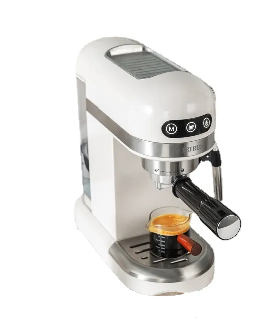 페트러스 에스프레소 커피 메이커 소형 커피 머신 15 bar 1230w와 함께 거품 우유 거품 거품 자동 2 컵 샷 터치 컨트롤