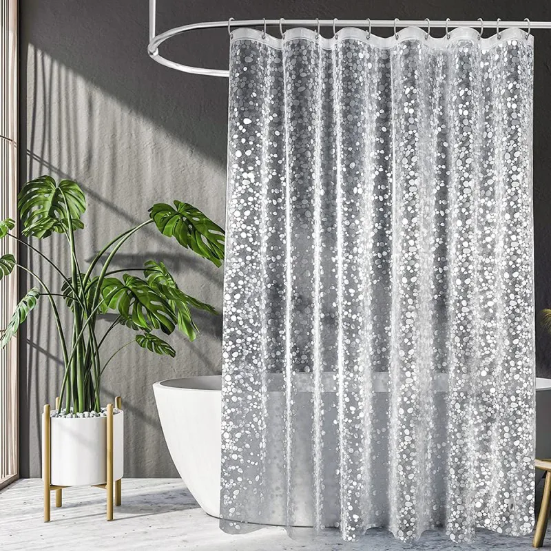 Shower Curtains 3D Curtain Waterproof Mildew EVA Bath Modern Cobblestone Pattern Translucent Bathroom With Hooks 230919