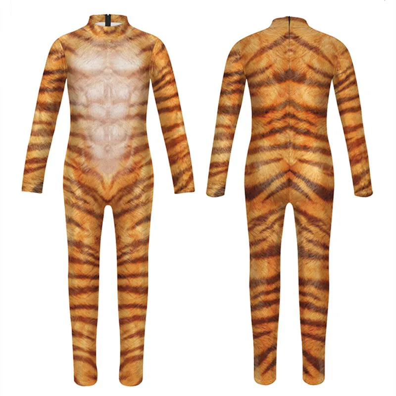 أزياء Catsuit Brown Zebra 3D Print Kids Cosplay Jumpsuit Boys Girls Halloween Carnival Party Complens Children Bodysuit Outfit Haikyuu cosplay