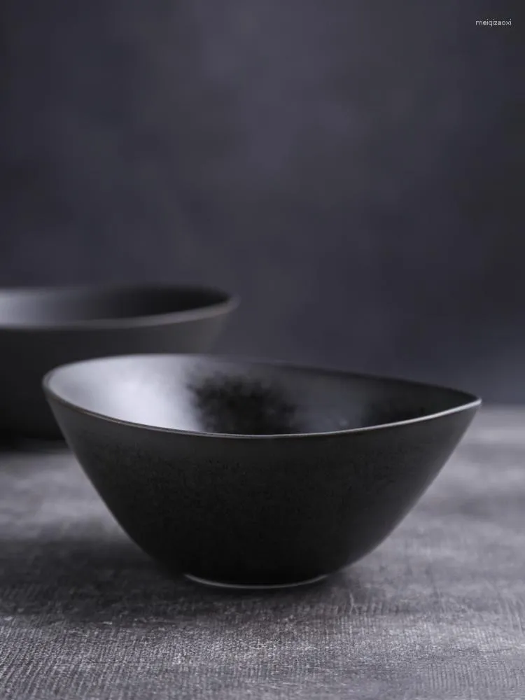 Ciotole Giapponesi Retro Matte Forno Cambiato Smalto Ceramica Bella ciotola a forma di uovo Zuppa Insalata