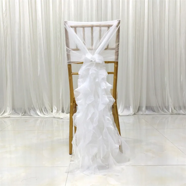 Ruffle Chair Sash Wedding Chair Band Guaze for Chiavari Chair Decoration