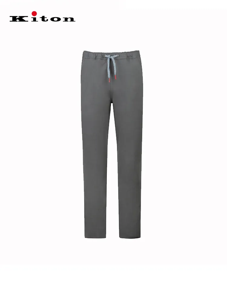 Kiton coton pantalon homme droit Stretch gris pantalon décontracté