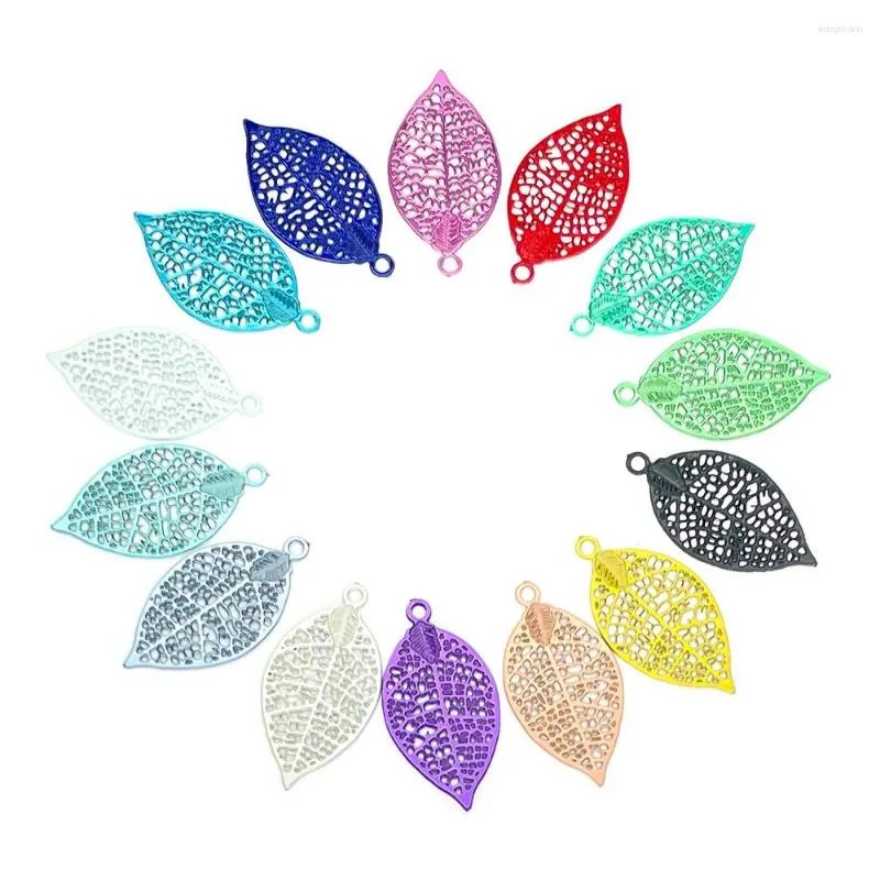 Charms 50st 9 17mm Small Straight Leaf Colorful S.steel Leaves Pendant For Jewellery Making Accessories C9671