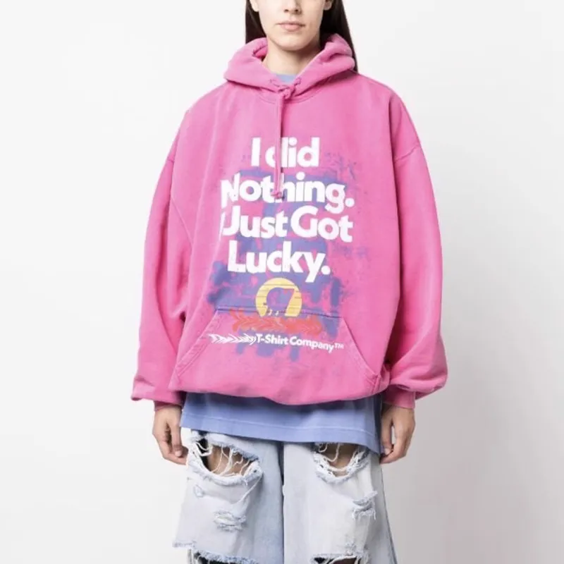 Projektanci bluzy męskie męskie Projektanci Lucky Loose Hoodie Projektanci Vintage Sweters Modne bluzy 2 kolorowe ubrania zimowe Pinkwing-12 CXD9205