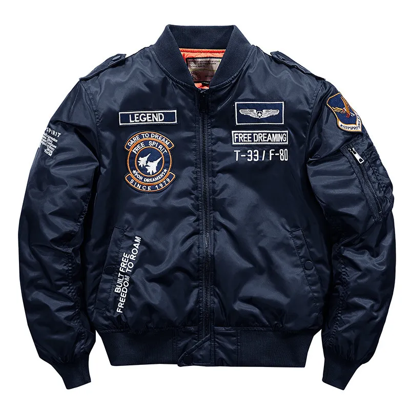 Autumn Winter Bomber Jacket Men's Air Force MA 1 Tank Embroidery Military Baseball Jacket Uniform Large Size Coat Tooling Jacket