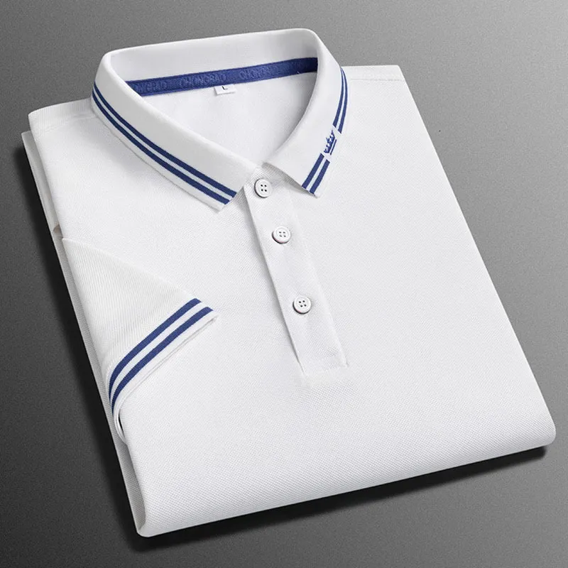 Kvinnors polos 2023 Summer Breattable Luxury Men's Shirts Cotton Embroidered Business Short Sleeve Top Polo Shirt For Men Casual Formal 230919