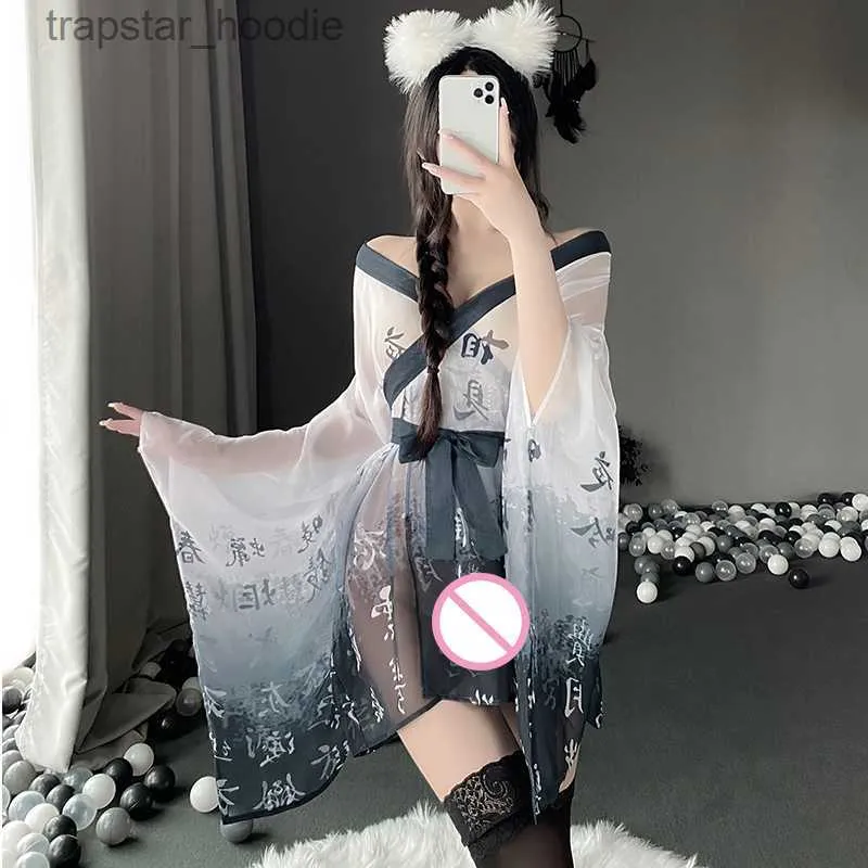 Sexy Japanese Kimono Lingerie Set See-Through Mesh Nightgown Bathrobe  Costume from Dhgate Sexy Set
