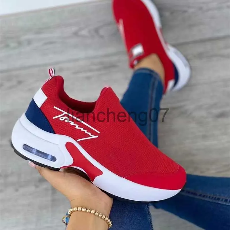 Dress Shoes 2023 Fashion Vulcanized Platform Solid Color Flats Ladies Shoes Casual Breathable Wedges Walking Sneakers For Women x0920