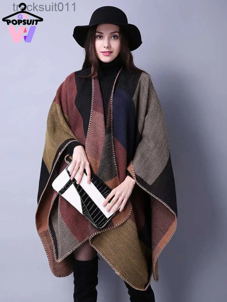 Damen Cape Neu in Frauen Capes Schal Mode Imitation Kaschmir Geometrische Quadrate Blumen Punkte Sterne Damen Schal Schal Frau Ponchos Mantel L230920