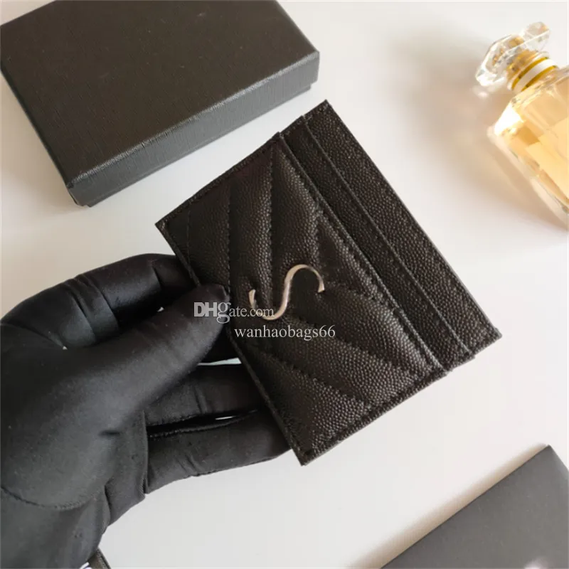 Designer Card Holder Purse Luxury Women Leather France Style Men Key Ring Credit Coin Mini Wallet Bag Black Pink Golden Letter Card Wallets with Box