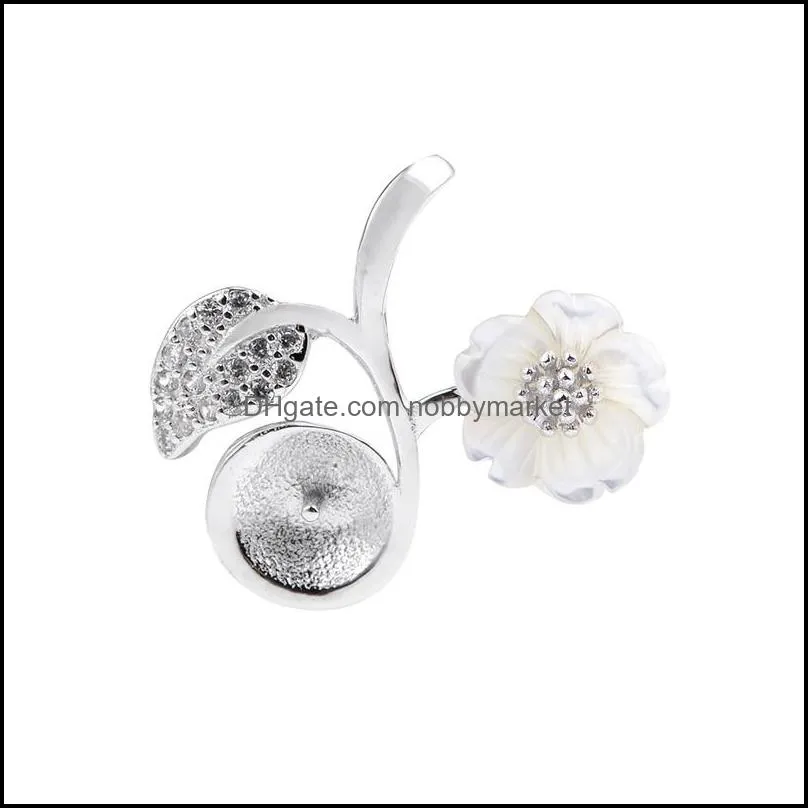 Jewelry Settings Pearl Pendant White Shell Flower Leaf 925 Sterling Sier Diy Charm Pendants Mount 5 Pieces Drop Delivery Dhgarden Ot2Iy