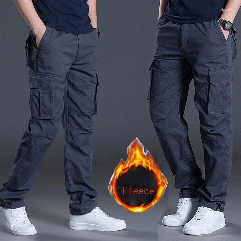 Pantalon pour hommes de haute qualité hiver polaire chaud cargo Broek Heren Losse droite multi-poche Sport de plein air tactique Katoenen Brok