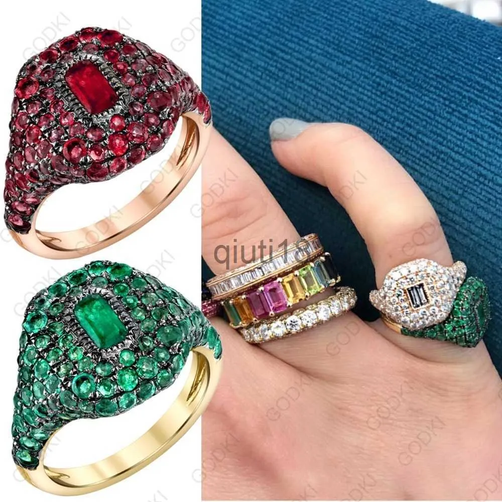 Bandringar bröllopsringar Godki Spring Collection Luxury Stapble Chic Rings for Women Wedding Cubic Zircon Engagement Dubai Bridal Statement Finger Ring 230901 X0