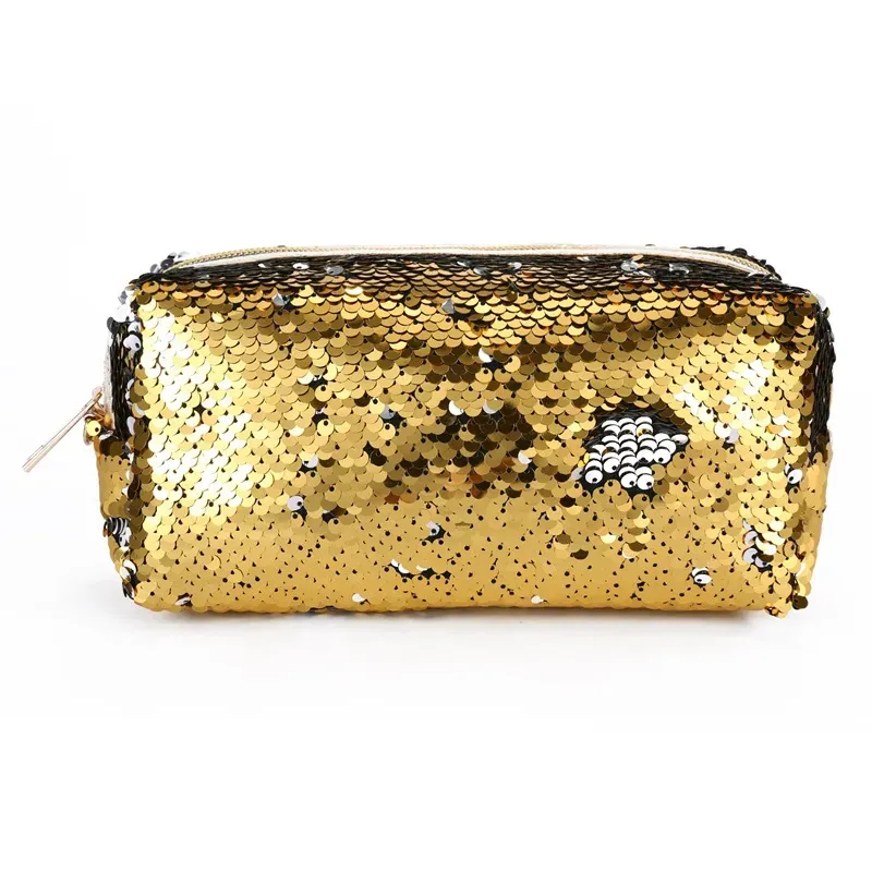 Hot fashion Mermaid sequins pencil bags for students women cosmetic bags clutch gold pink black 