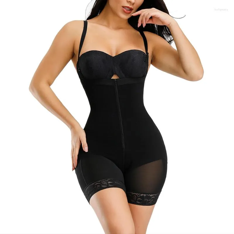 Women's Shapers Woman Kontrola brzucha Sculpt Lateks Trener Bodysuit Slim Zipper i Hook Shapewear Open Bust Corset