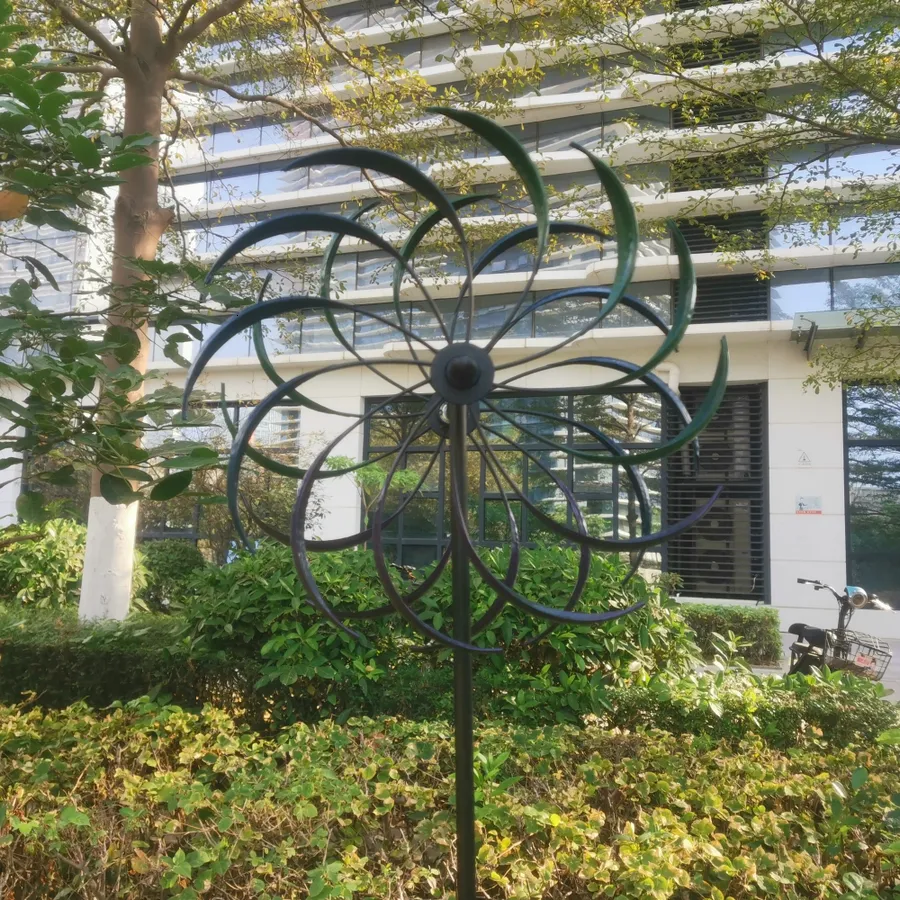 Bazer Moulin à Vent Magique En Métal Acier Inoxydable - Décoration Jardin 95cm