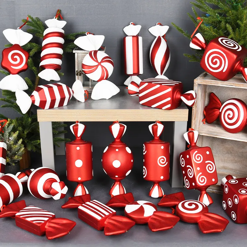 Christmas Decorations Various Styles 32cm Red and White Christmas Decorations Large Christmas Candy Ornament Christmas Tree Decoration Home decor 230920