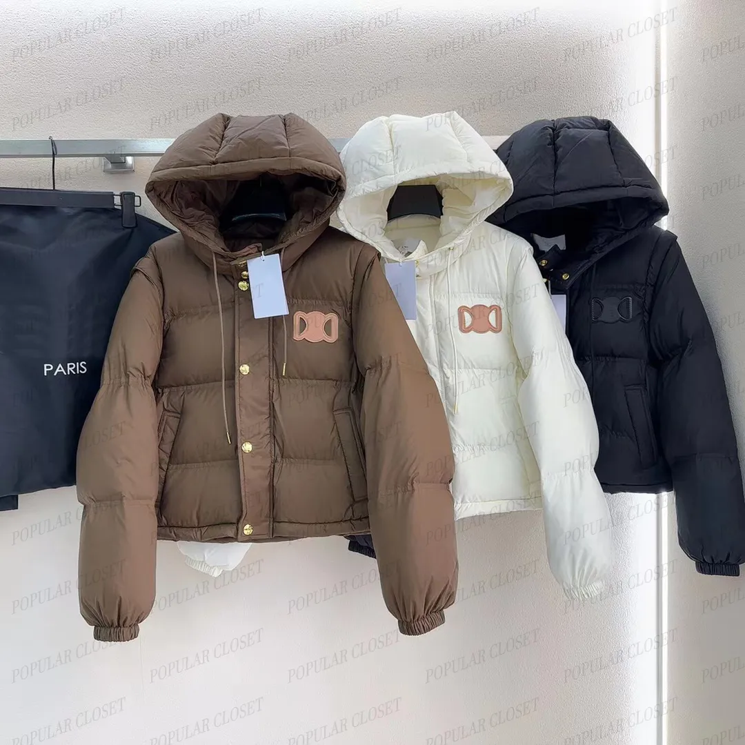 Manches amovibles courtes doudounes femmes hiver designer manteau Parka broderie lettre super épais vêtements d'extérieur à capuche gilet bas SML