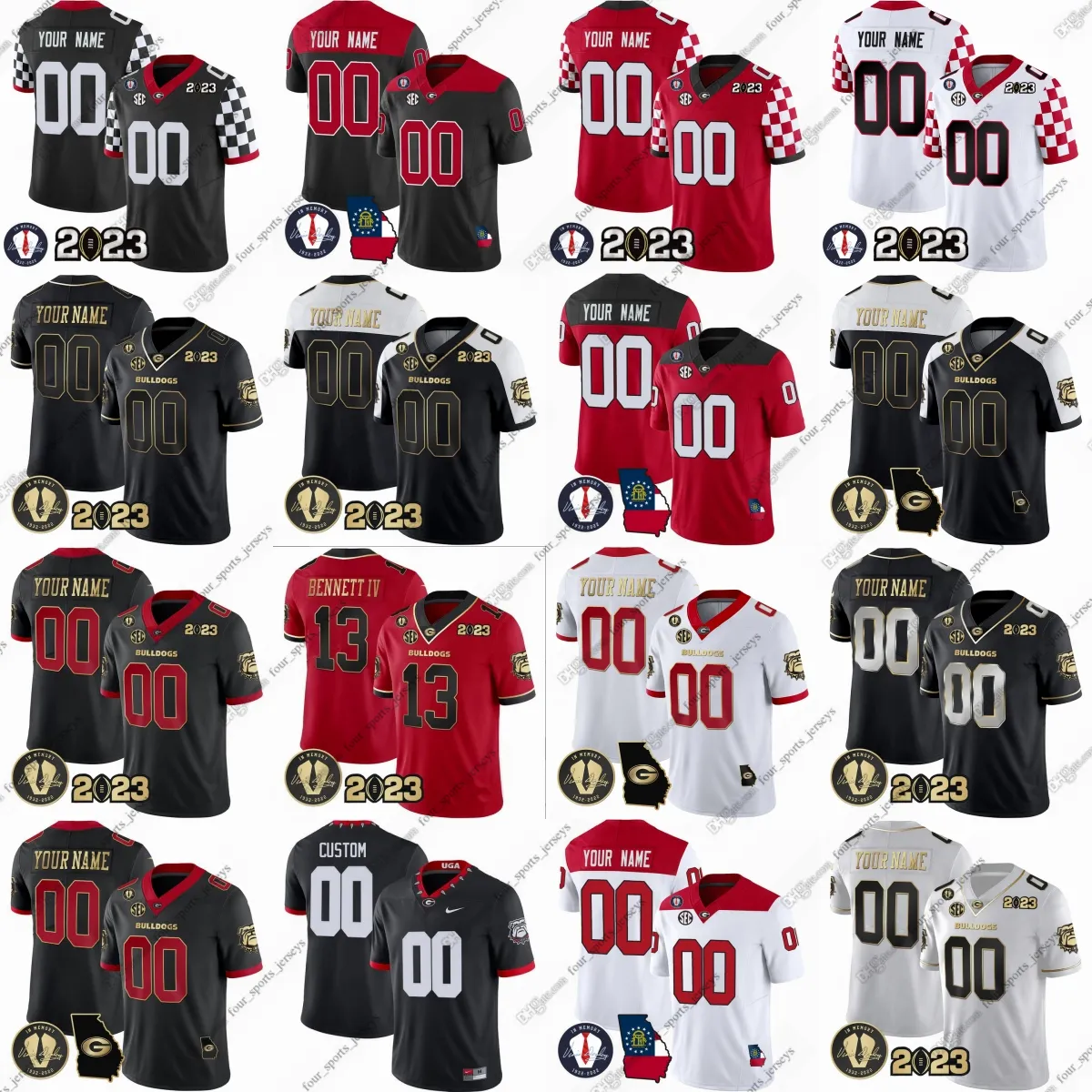 Football universitaire personnalisé Carson Beck Sam Bush Collin Drake Jackson Muschamp Gunner Stockton Brock Vandagriff Sevaughn Clark quatre maillots de sport Daijun Edwards