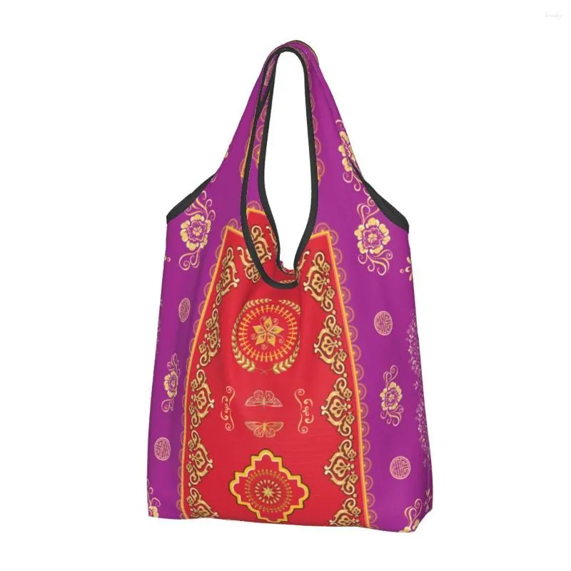 Sacs de courses mignons, tapis persan Antique, fourre-tout Portable bohème, Style ethnique Tribal, sac à bandoulière pour épicerie