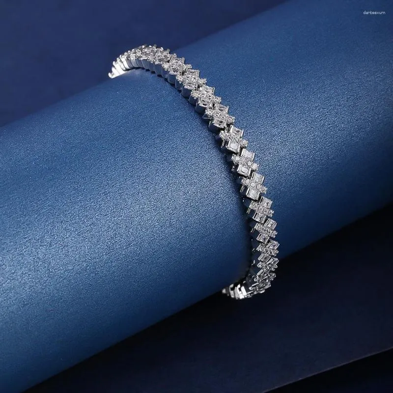 Charm Bracelets JEWEL Fashion Bracelet Chain Women Men Silver Color Cubic Zirconia Link Bangle Jewelry Birthday Party Gift