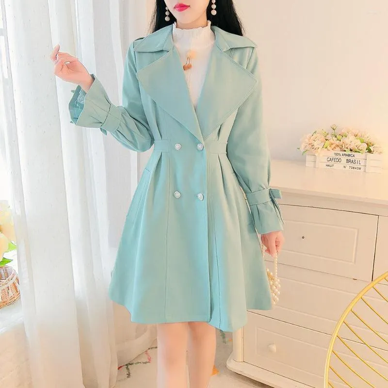 Women's Trench Coats 2023 Korean Chic Womens Coat Autumn Loose Long Overcoat Female Sweet Bow Flare Sleeve Windbreaker Tops Ladies Outerwear