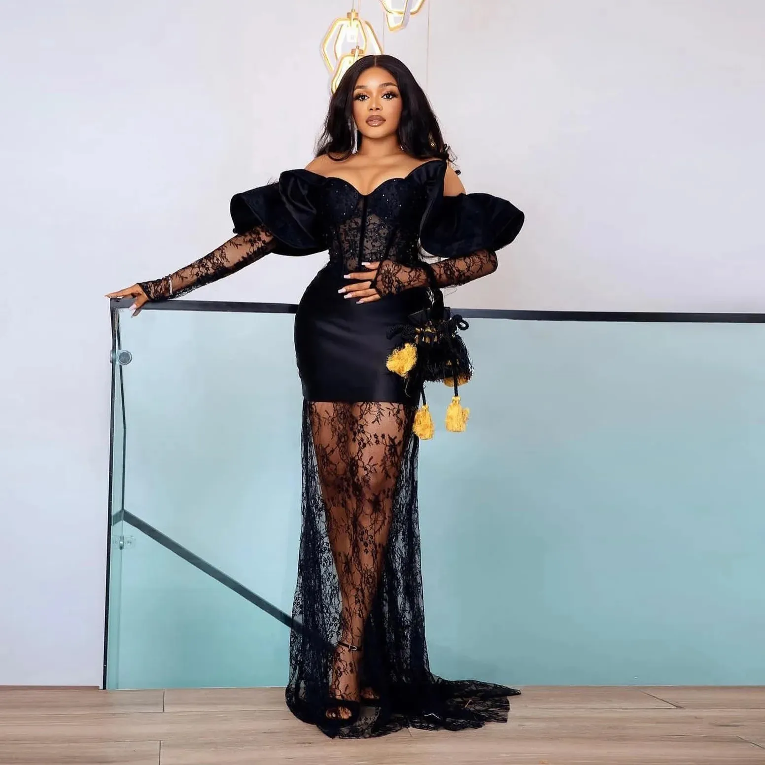 Black Lace Off-the-Shoulder Mermaid Prom Dress with Zipper Back and Long  Illusion Sleeves from Dhgate Prom Dresses - price 161.57