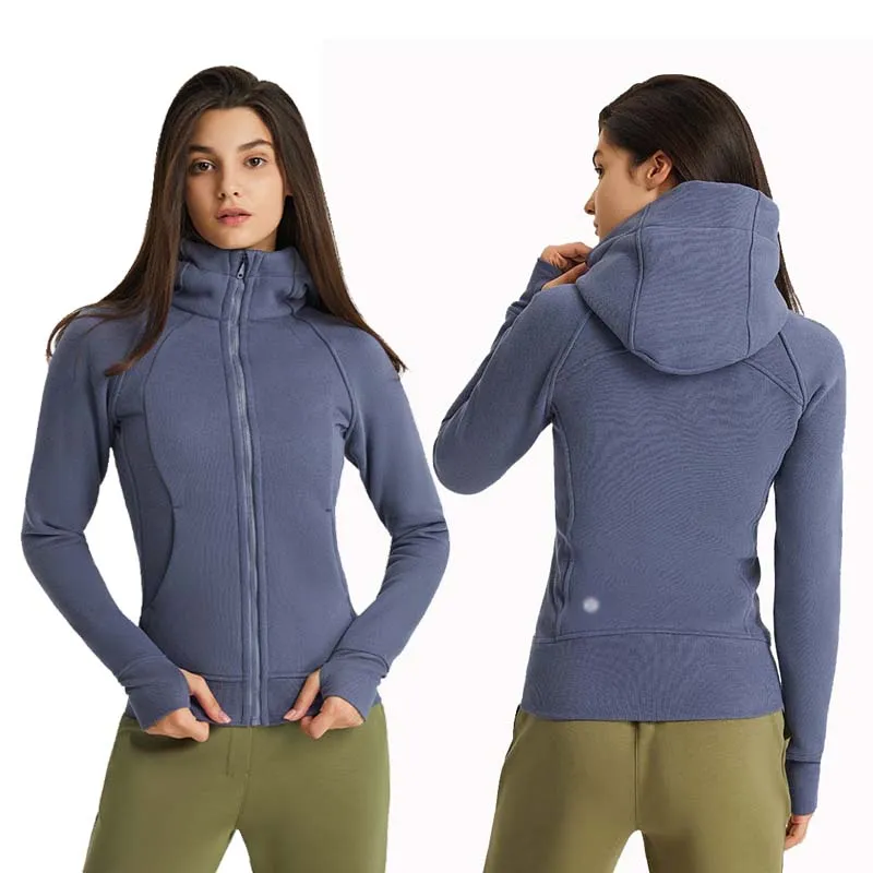 Lulule Coats Veste de course à pied pour femme, douce et cotonneuse, fermeture éclair complète, coupe ajustée, veste polaire d'entraînement athlétique avec poches