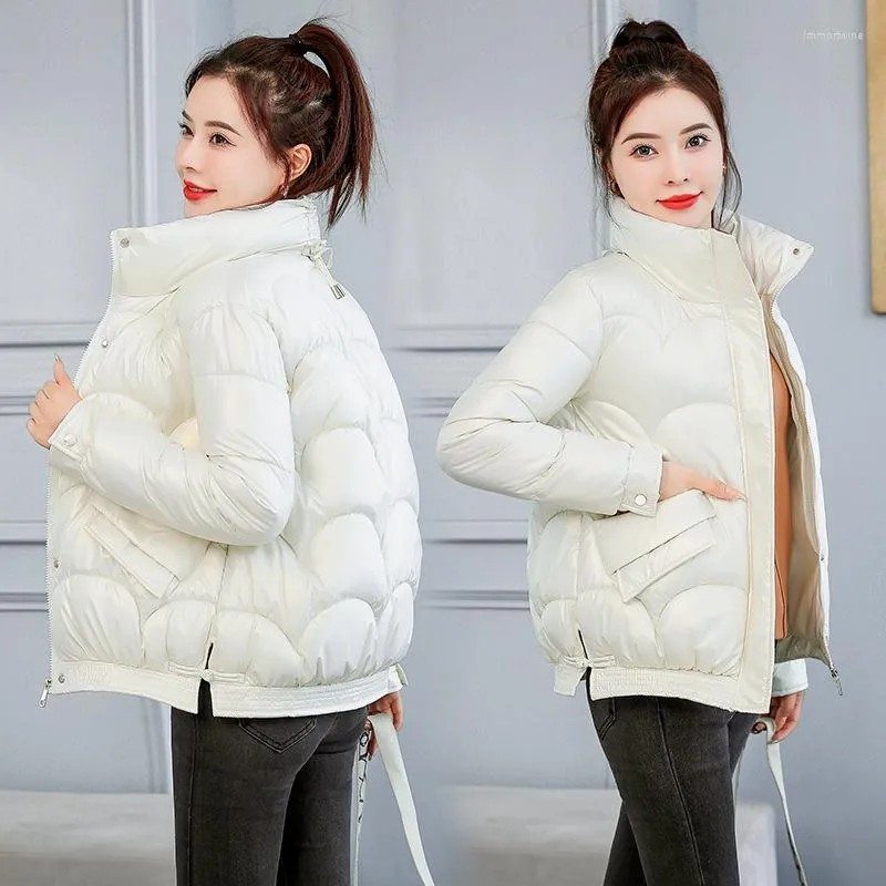 Casacos de trincheira femininos jaqueta de algodão estilo curto inverno versão coreana solto casaco puffer tz