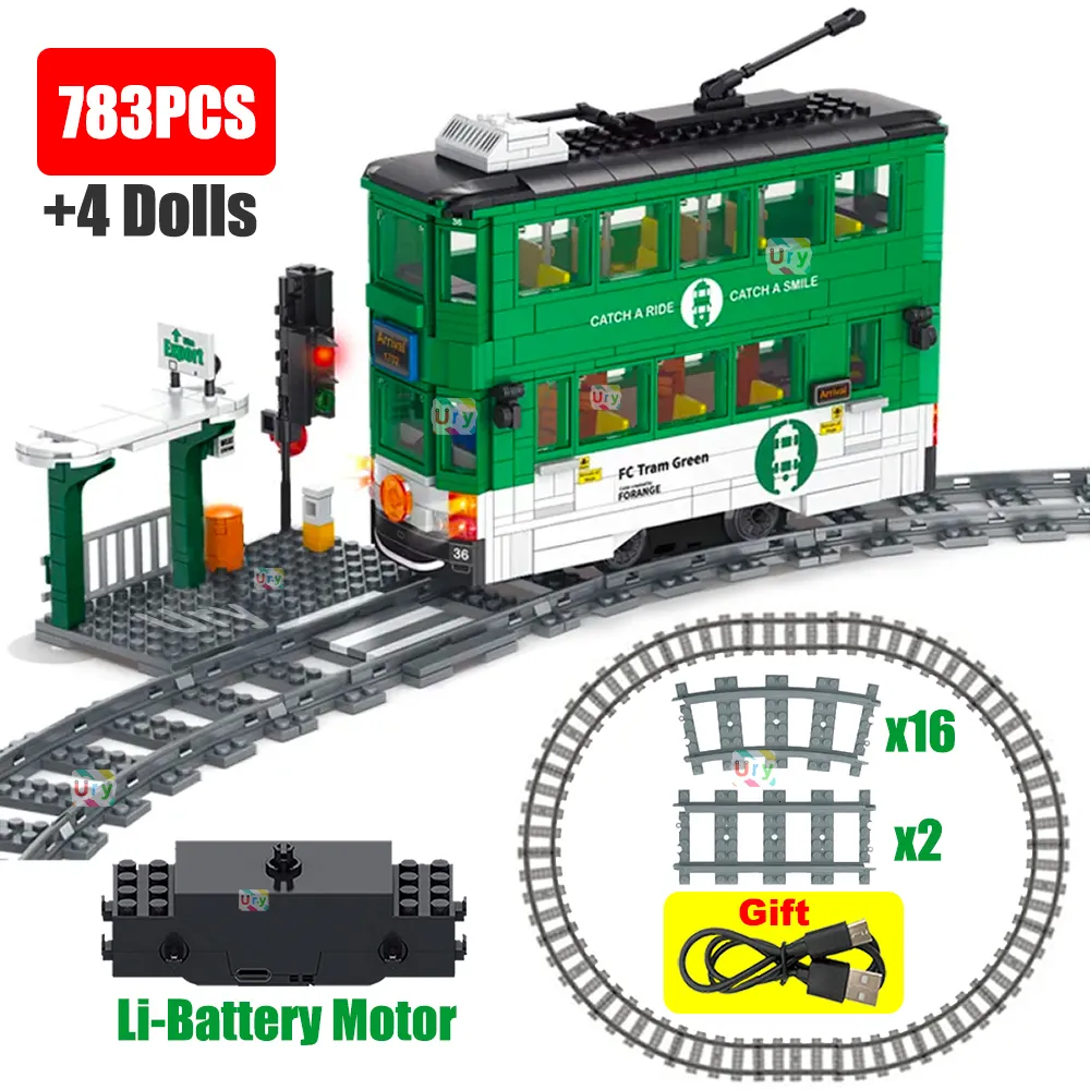 Elektrische RC Auto Technische Trein Stad Metro Tram Elektrisch Model Oplaadbare Lithiumbatterij Motor Bouwstenen Speelgoed Voor Jongen Gift 230920