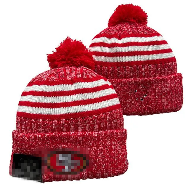 San Francisco Beanies Cap SF Wool Warm Sport Knit Hat Hockey North American Team Striped Sideline USA College Cuffed Pom Hats Men Women A0