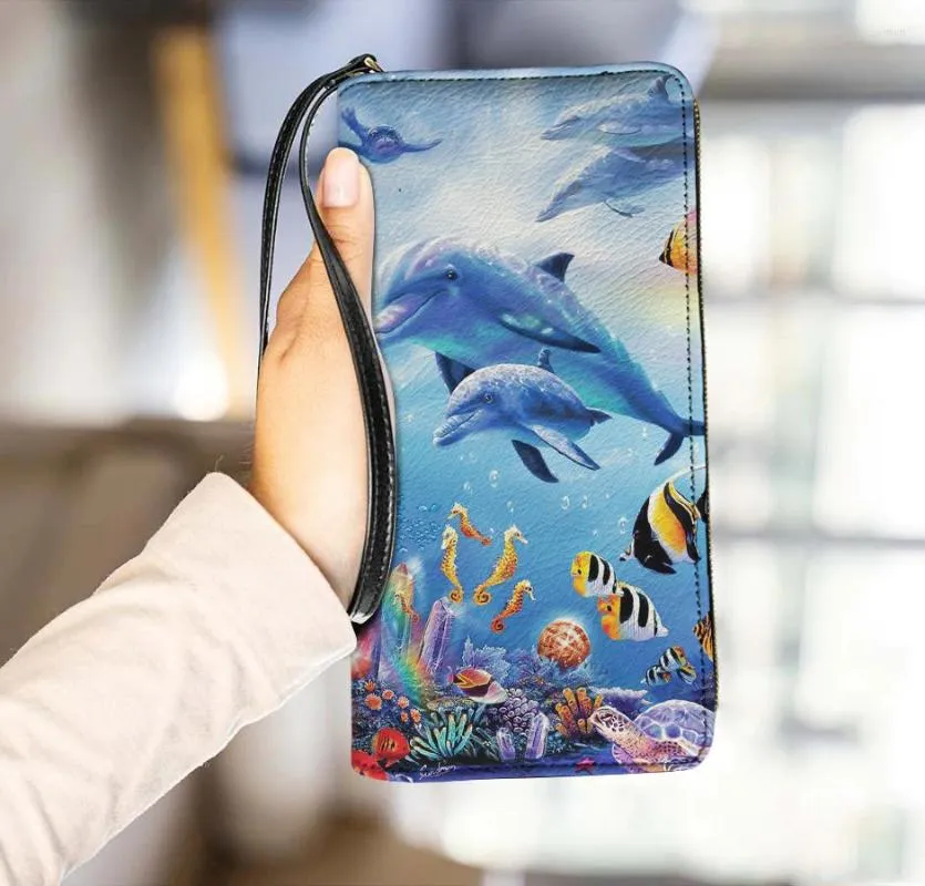 Plånböcker Klassisk handväska söt dröm Dolphin Multi-kortplatser Picksel Designer Luxury Bag Fashion Card Holder Coin Sac A Mains Femme