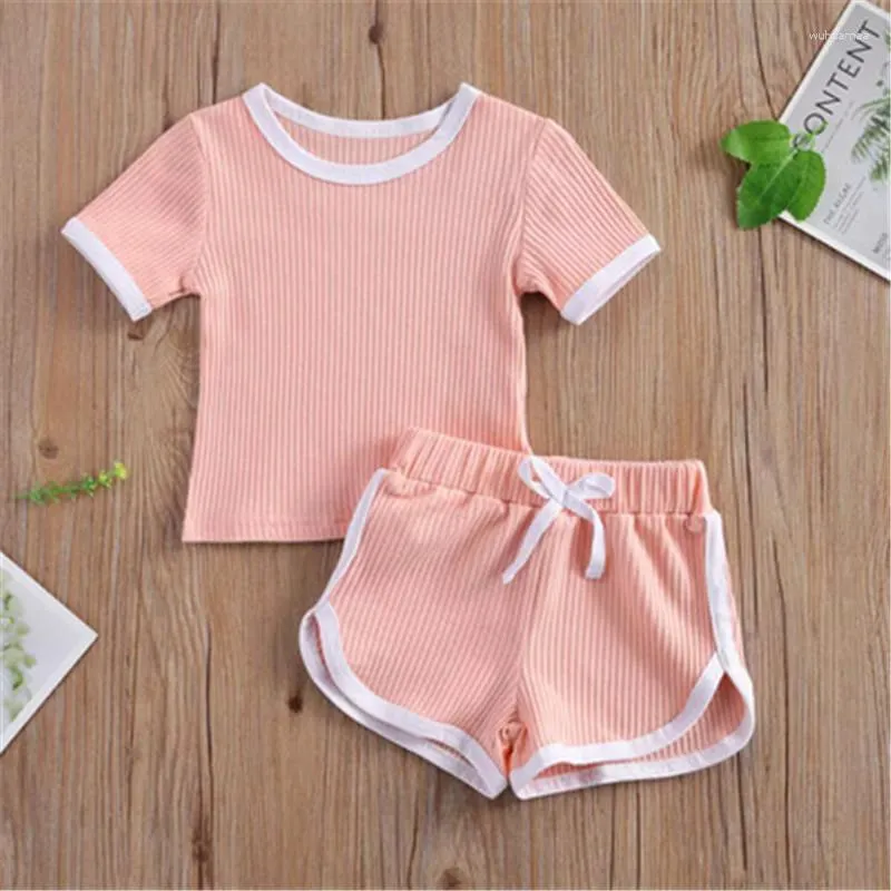 Ensembles de vetements 0 3 ans enfant en bas age bebe fille 2 pieces ensemble court sans manches col rond haut rigide shorts vetements d ete