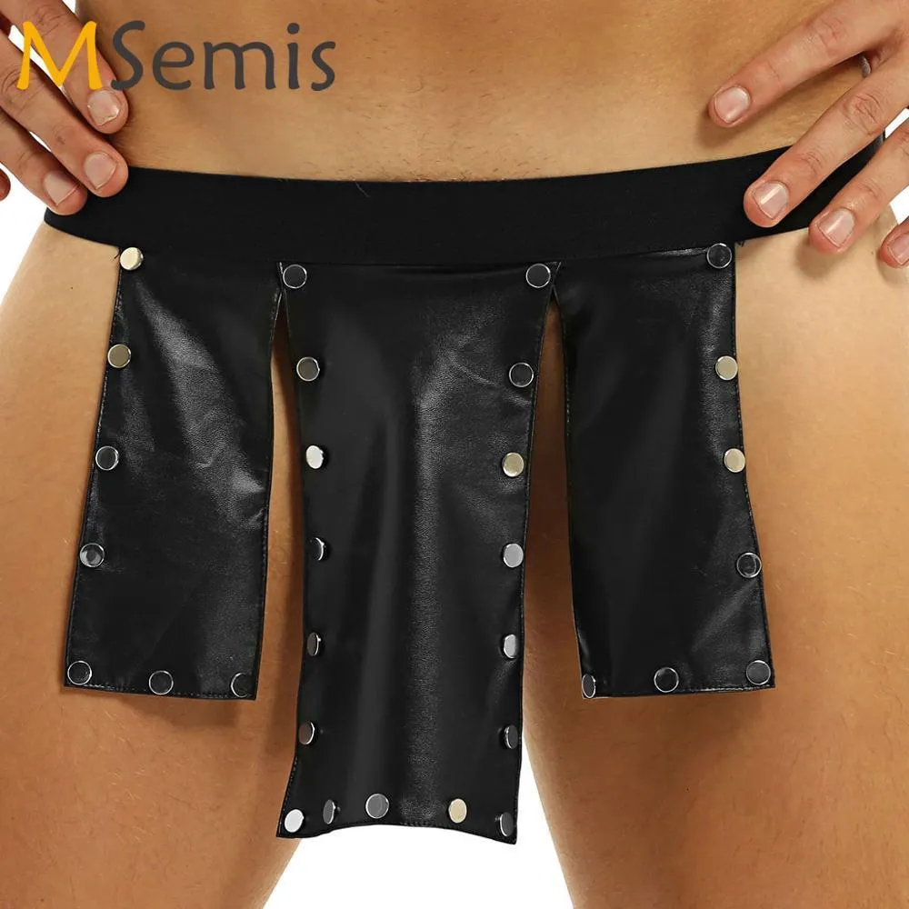 Women Open Crotch Butt Hole Sissy Panties Leather Crotch less Lingerie  Underwear
