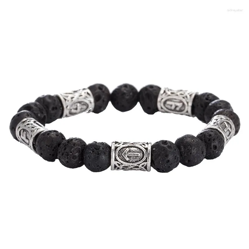 Charmearmbanden Sale Vintage Noorse Viking Amulet Kralen Op Hand Persoonlijke 10 MM Lavasteen Antiek Voor Vrouwen Mannen Armbanden Cadeau Armband