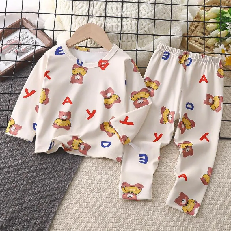 Clothing Sets Full Printed Cartoon Cute Baby Long Sleeve Suit Home Clothes Children Boys And Girls Casual Underwear Set Toddler Costume