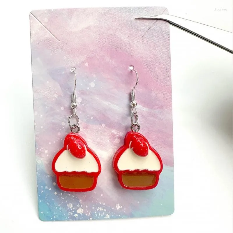 Boucles d'oreilles pendantes en forme de dessin animé pour femmes et filles, pendentif Animal, gâteau sucré, bijoux cadeau de fête de noël