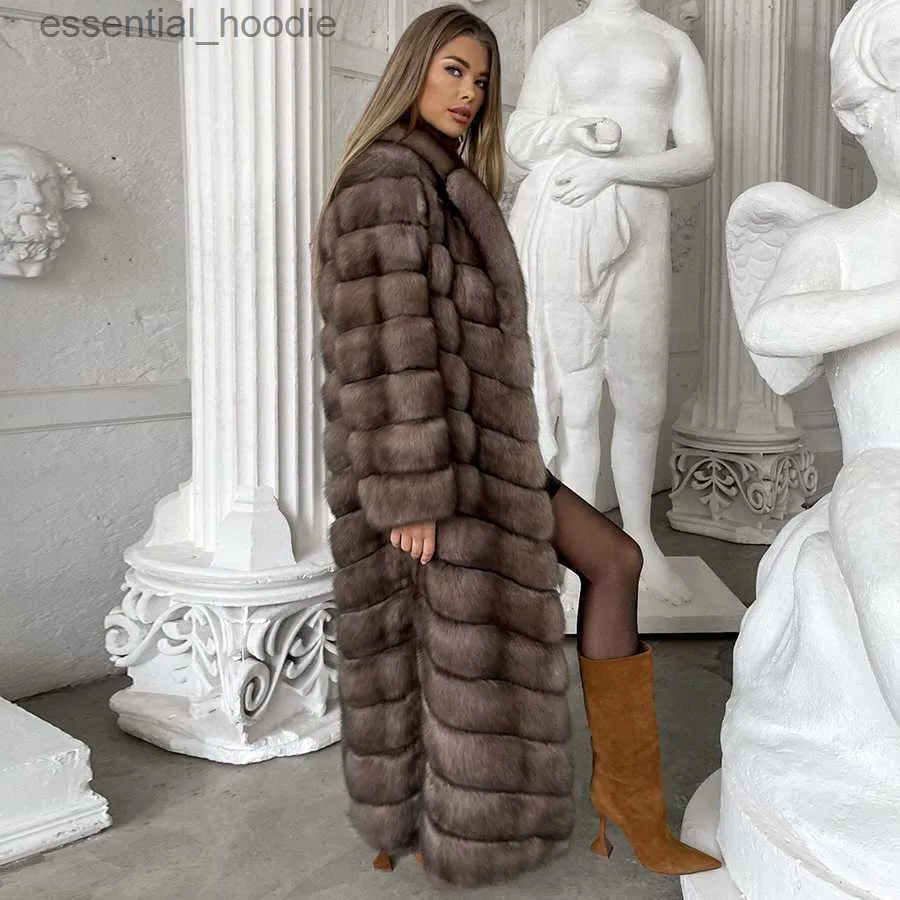 最高級 美品 SOBOL ソボル ロシアンセーブル 毛皮 ロング コート