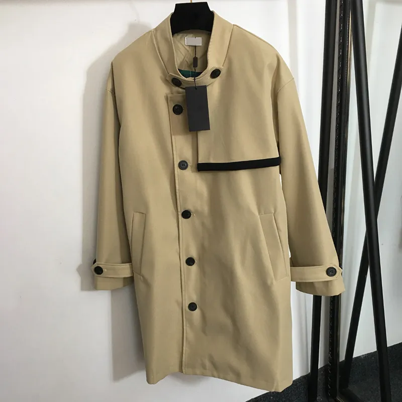 Khaki Long Windbreakers Womens Plus Outerwear Classic Button Cardigan Coat Trendy Zippersデザイナーコート